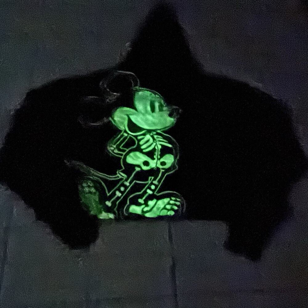 Disney Mickey Mouse Skeleton Juniors Size Large Oversized Cropped Hoodie Glows - Picture 2 of 11